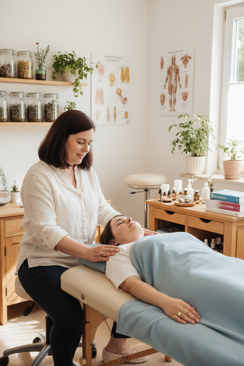 Heilpraktikerin Tanja Gruber bei der Behandlung einer Patientin